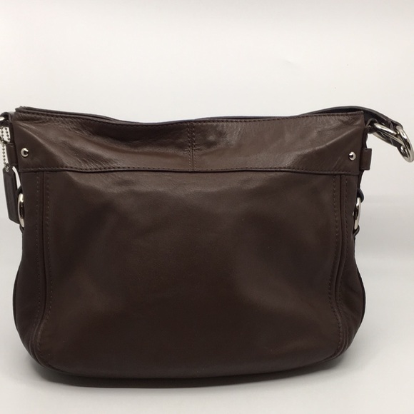 Coach Hobo Zoe F14707 Brown Leather Shoulder Bag with silver tone hardware - Picture 5 of 17